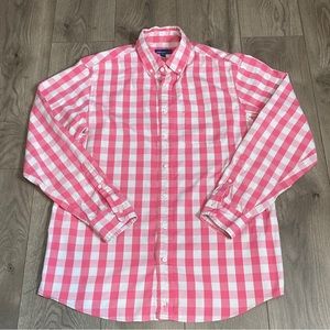 johnnie O mens button down long sleeve plaid shirt Pink & White size XL